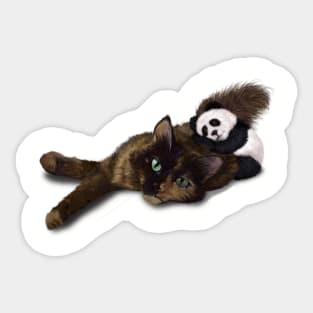 Panda Cuddles Cat Sticker